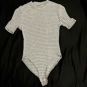 Stripped High Neck Body Suit
